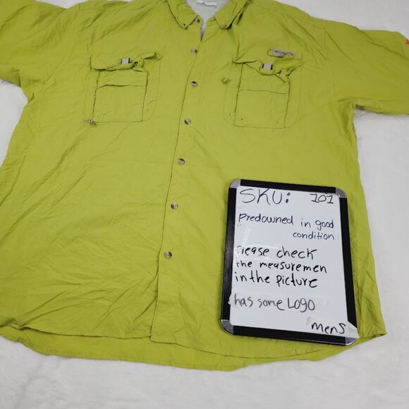 Columbia Men's Green PFG Bahama II Short-Sleeve Fishing Button-Front Shirt Sz XL - Picture 10 of 10